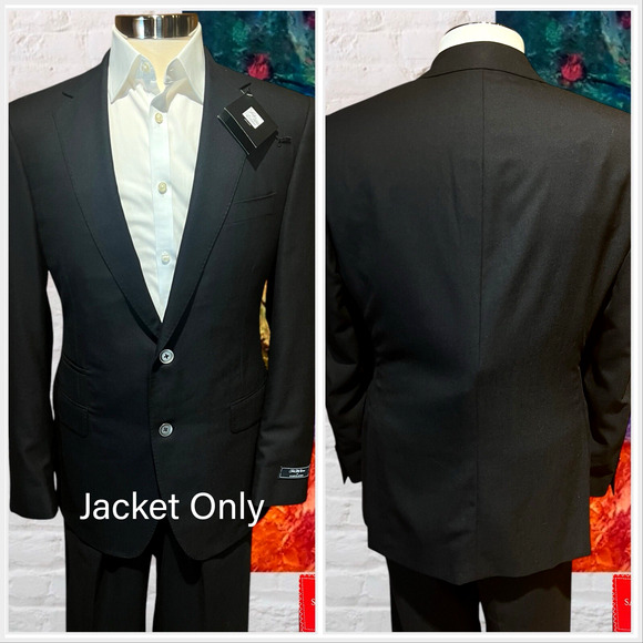 New Samuelsohn Blazer 40R Solid Black Sport Jacket Honeycomb Super 130s - Picture 9 of 16